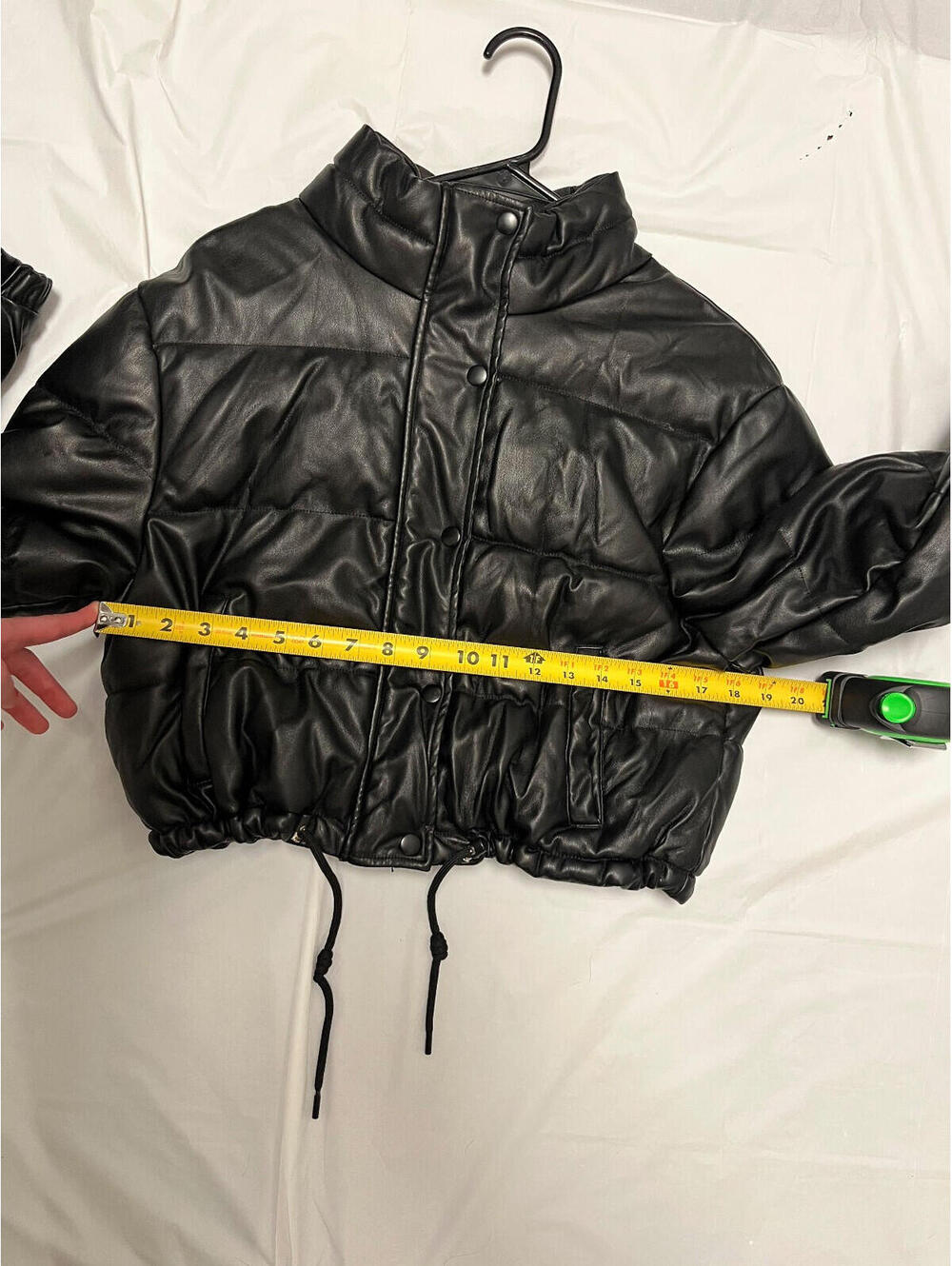 Love Tree Ladies Faux Leather Cropped Puffer Jacket Black Size Womens Small - Picture 8 of 11